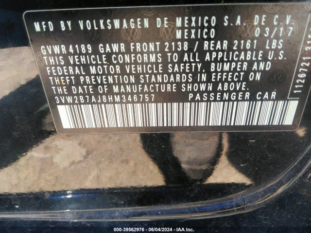 3VW2B7AJ8HM346757 Volkswagen Jetta 1.4t S
