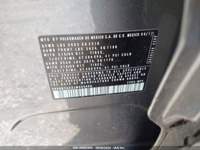 3VV0B7AXXJM009450 Volkswagen Tiguan 2.0t S