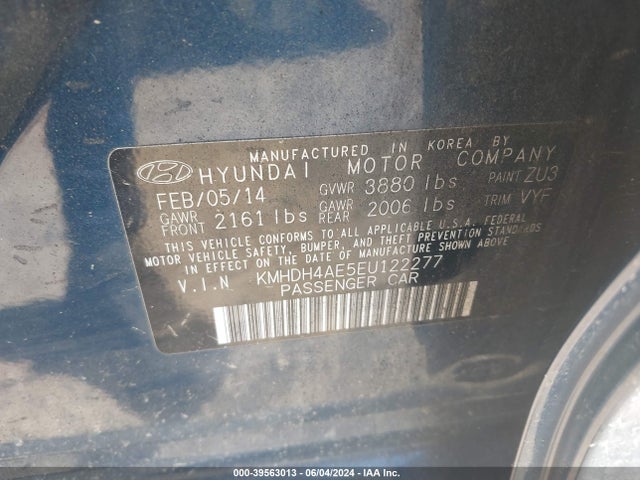 Hyundai ELANTRA SE 2014 KMHDH4AE5EU122277 Image 9