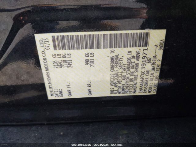 1N4AA6AP7GC391971 Nissan Maxima 3.5 Sr