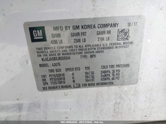 KL4CJASBXJB559344 Buick Encore Preferred