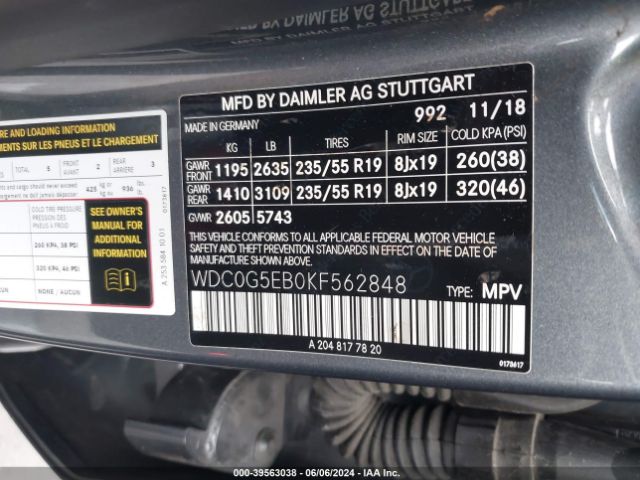 WDC0G5EB0KF562848 Mercedes-Benz Glc 350e 4matic