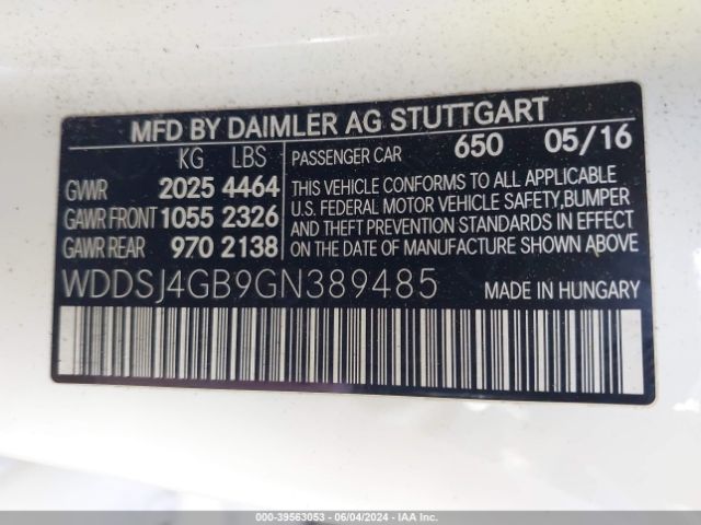 WDDSJ4GB9GN389485 Mercedes-Benz CLA 250 4MATIC