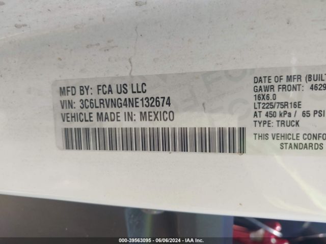 3C6LRVNG4NE132674 RAM Promaster 1500 Low Roof 118 Wb