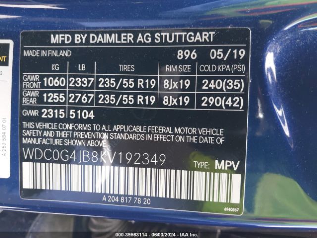 WDC0G4JB8KV192349 Mercedes-Benz GLC 300