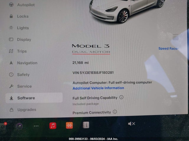 5YJ3E1EB8JF180281 Tesla Model 3 Long Range/performance