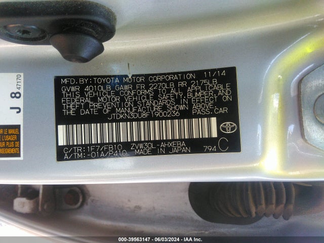 Toyota Prius Two 2015 JTDKN3DU8F1900236 Image 9