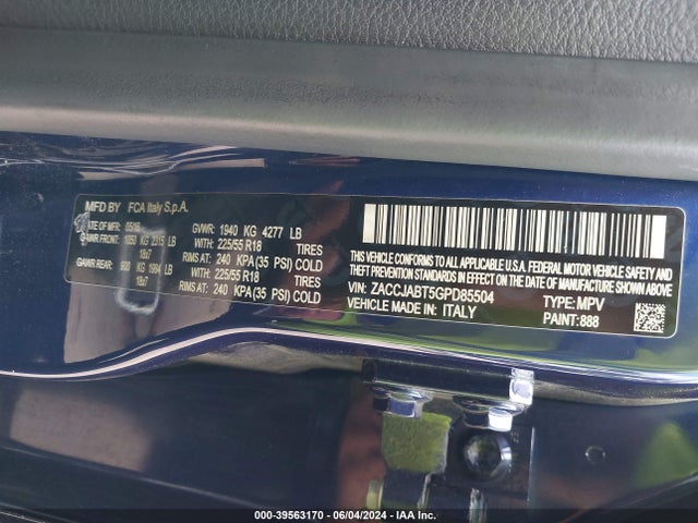 ZACCJABT5GPD85504 Jeep Renegade Latitude