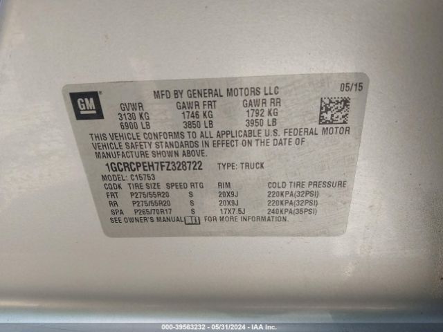 1GCRCPEH7FZ328722 Chevrolet Silverado 1500 Ls