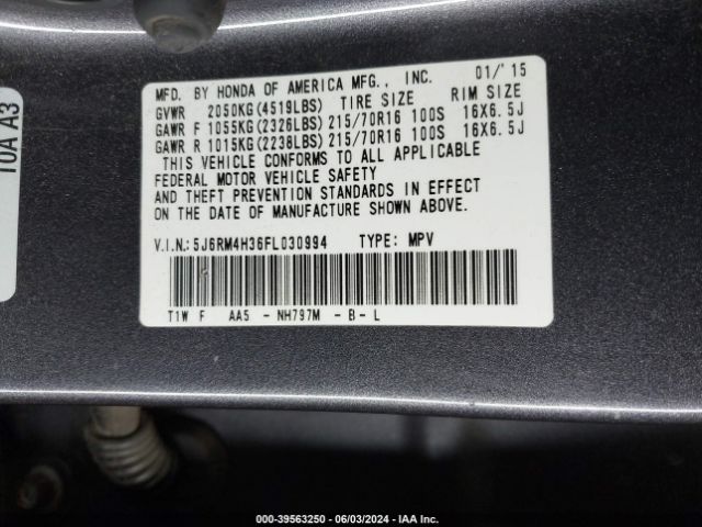 5J6RM4H36FL030994 Honda CR-V LX