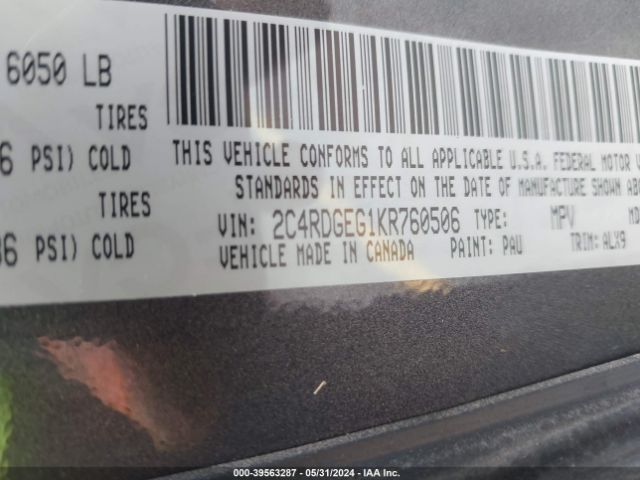 2C4RDGEG1KR760506 Dodge Grand Caravan Gt