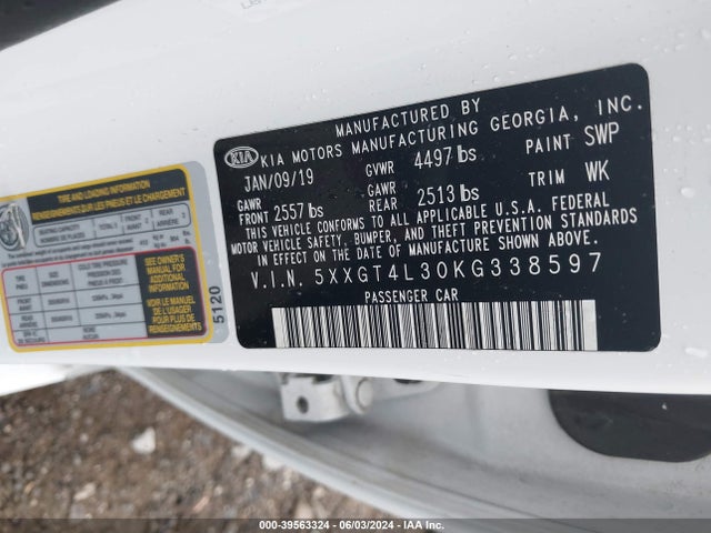 KIA Optima Lx 2019 5XXGT4L30KG338597 Image 9