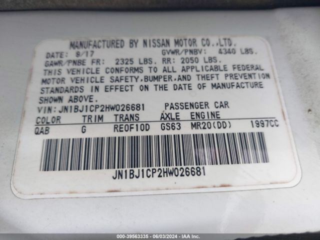 JN1BJ1CP2HW026681 Nissan Rogue Sport Sv