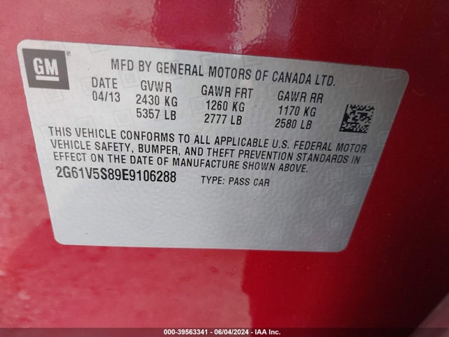 Cadillac Xts Vsport Premium 2014 2G61V5S89E9106288 Image 9