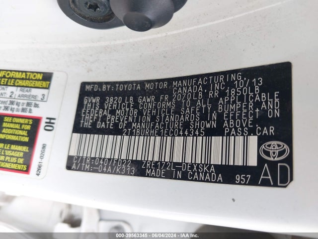 Toyota Corolla S Plus 2014 2T1BURHE1EC044345 Image 9