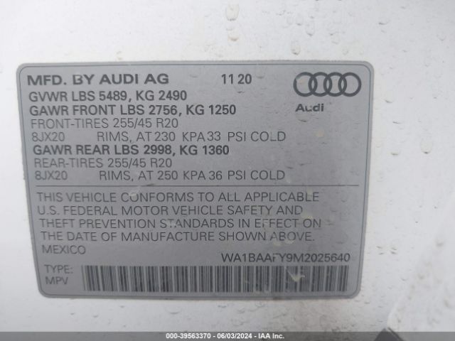 WA1BAAFY9M2025640 Audi Q5 Premium Plus 45 Tfsi Quattro S Tronic