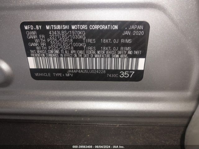 JA4AP4AU5LU024228 Mitsubishi Outlander Sport 2.0 Se