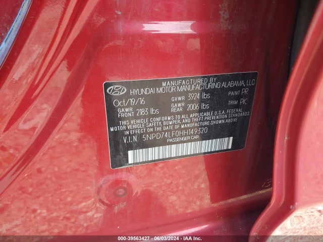 Hyundai ELANTRA SE 2017 5NPD74LF0HH149320 Image 9