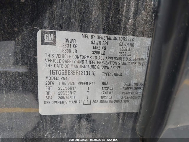 1GTG5BE35F1213110 GMC CANYON SLE