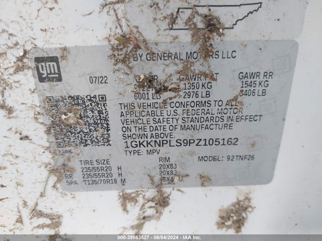 1GKKNPLS9PZ105162 GMC Acadia Fwd Denali