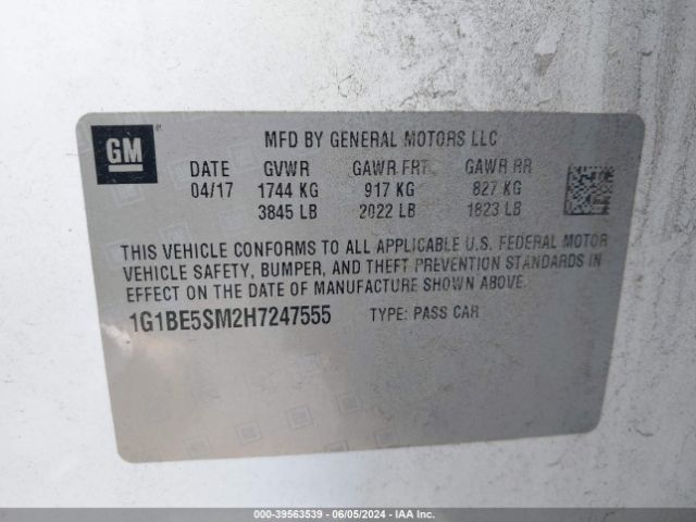1G1BE5SM2H7247555 Chevrolet Cruze Lt Auto