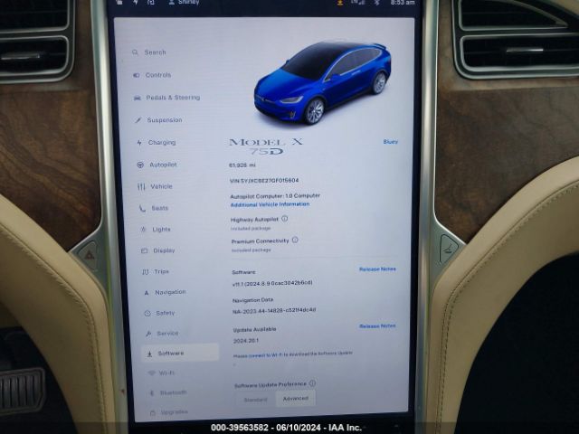 5YJXCBE27GF015604 Tesla Model X 60d/70d/75d/90d/p100d