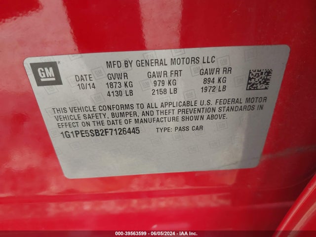 Chevrolet Cruze 2lt Auto 2015 1G1PE5SB2F7126445 Image 9