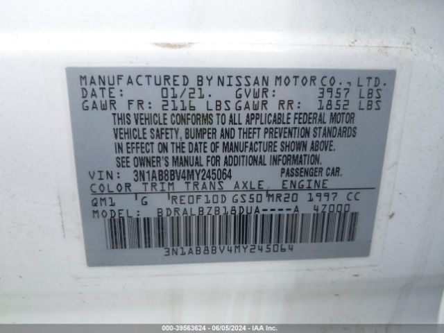 3N1AB8BV4MY245064 Nissan Sentra S Xtronic Cvt