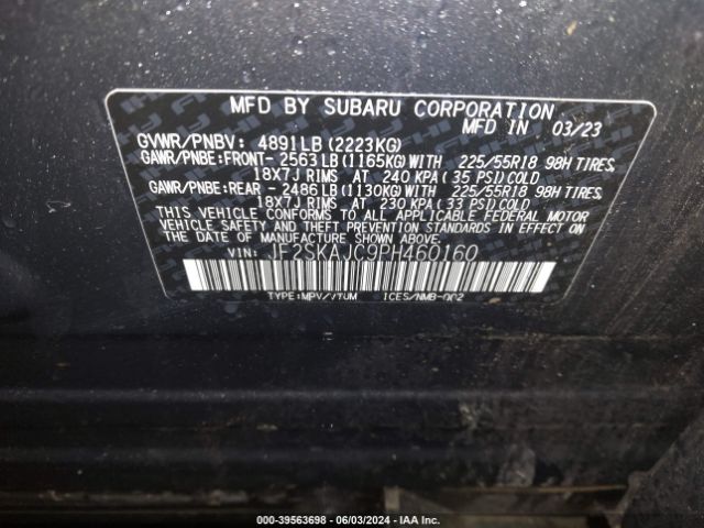 JF2SKAJC9PH460160 Subaru Forester Sport