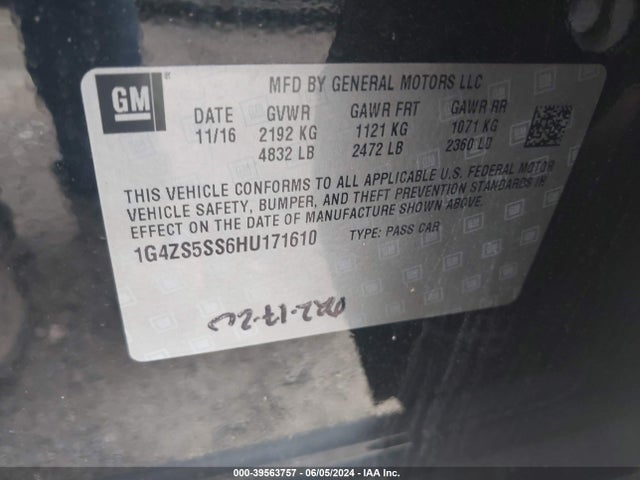 1G4ZS5SS6HU171610 Buick Lacrosse Premium