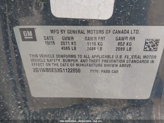 2G1WB5E33G1122850 Chevrolet Impala Limited Lt