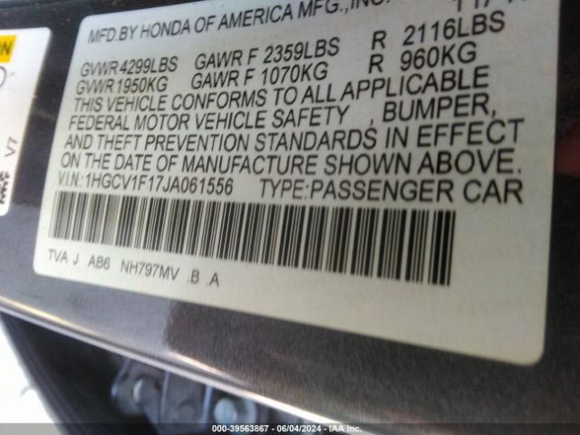 1HGCV1F17JA061556 Honda ACCORD LX