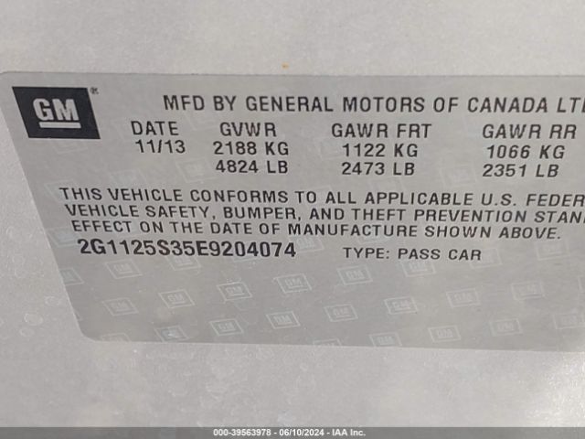 2G1125S35E9204074 Chevrolet Impala 2lt