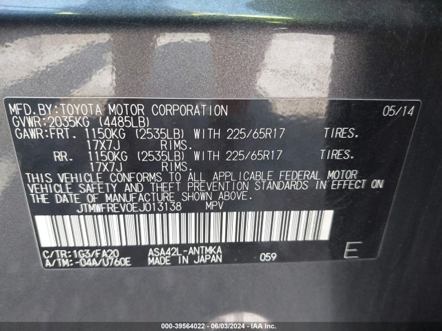 Toyota Rav4 Xle 2014 JTMWFREV0EJ013138 Image 9