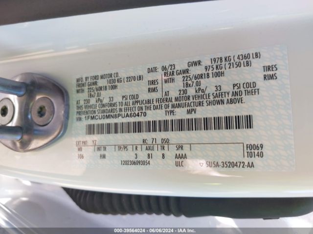 1FMCU0MN8PUA60470 Ford Escape St-line