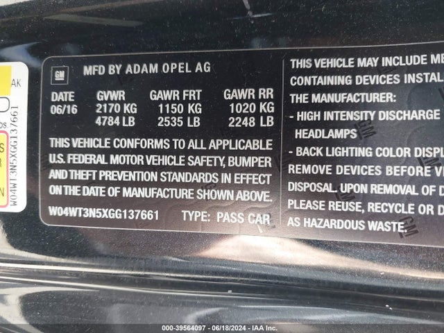 Buick Cascada Premium 2016 W04WT3N5XGG137661 Image 9
