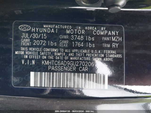 KMHTC6AD9GU270206 Hyundai Veloster