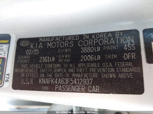KIA FORTE LX 2015 KNAFK4A63F5412937 Image 9