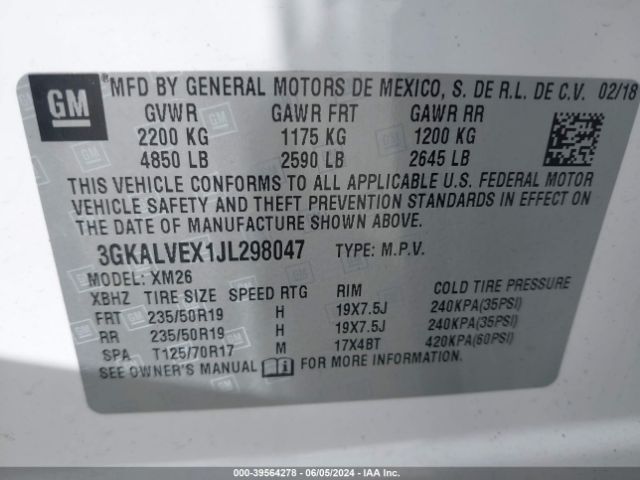 3GKALVEX1JL298047 GMC Terrain Slt