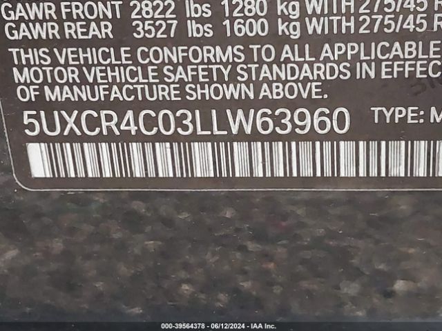 5UXCR4C03LLW63960 BMW X5 Sdrive40i