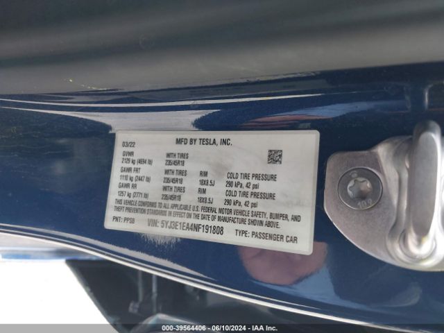 5YJ3E1EA4NF191808 Tesla Model 3 Rear-wheel Drive