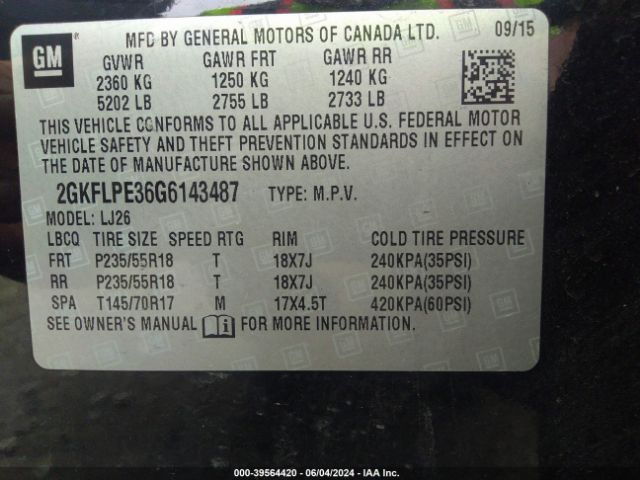2GKFLPE36G6143487 GMC Terrain Slt