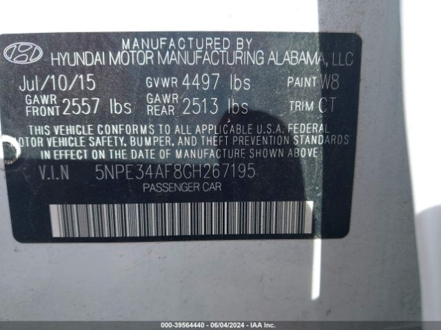 5NPE34AF8GH267195 Hyundai Sonata Sport