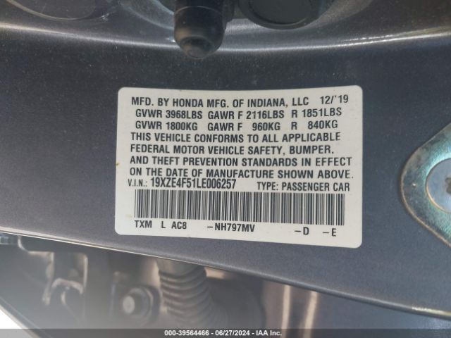19XZE4F51LE006257 Honda INSIGHT EX