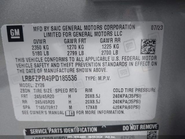 LRBFZPR49PD185536 Buick Envision Essence Awd