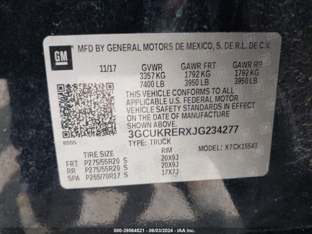 3GCUKRERXJG234277 Chevrolet Silverado 1500 1lt