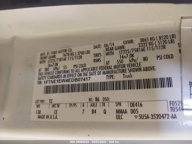 Ford E-150 Commercial 2014 1FTNE1EW4EDB07417 Image 9