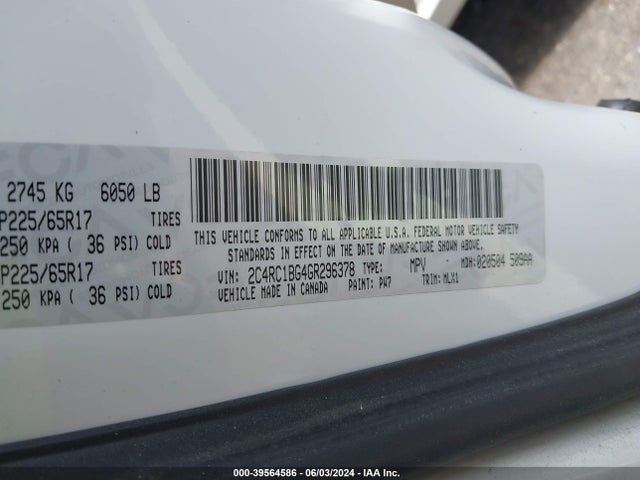 2C4RC1BG4GR296378 Chrysler Town & Country Touring