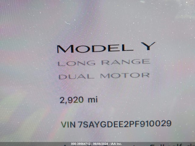 7SAYGDEE2PF910029 Tesla Model Y Awd/long Range Dual Motor All-wheel Drive