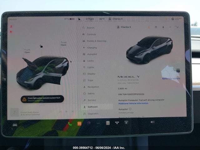 7SAYGDEE2PF910029 Tesla Model Y Awd/long Range Dual Motor All-wheel Drive